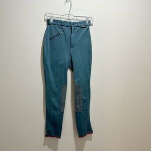 EURO-STAR REITMODEN Blue Leather Riding Breeches Pants Dressage Equestrian 26R